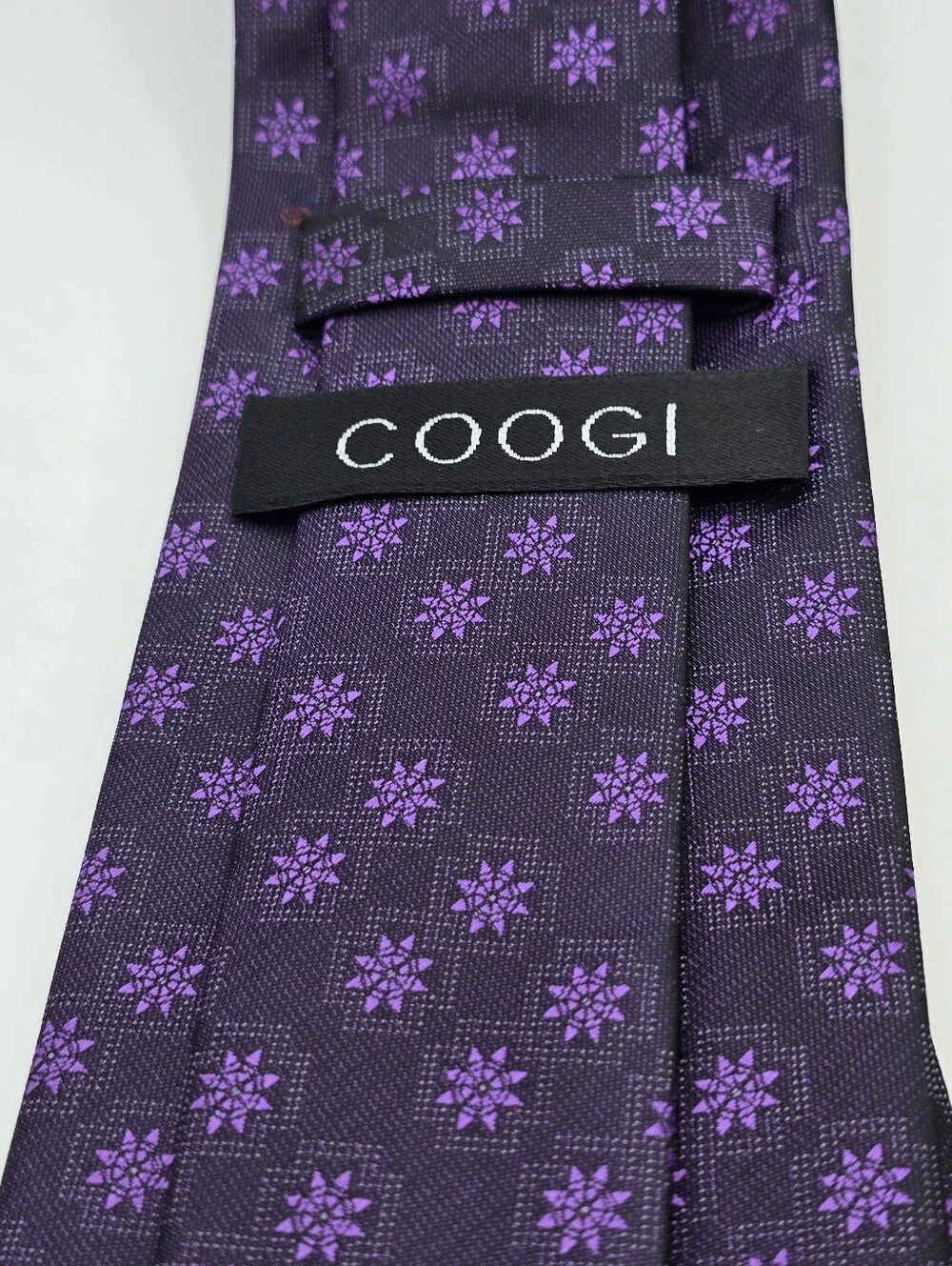 COOGI Purple Geometric Floral Tie